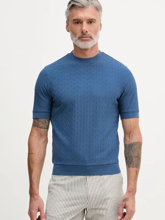 Zdjęcie produktu United Colors of Benetton T-shirt męski bawełniany z elastanem granatowy