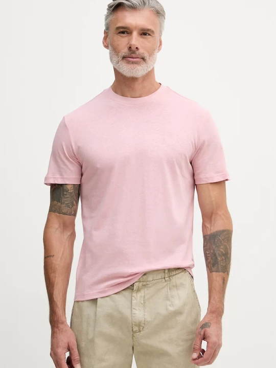 Zdjęcie produktu United Colors of Benetton T-shirt męski z bawełną różowy