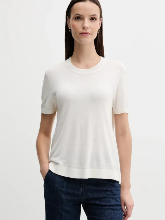 Zdjęcie produktu United Colors of Benetton t-shirt z jedwabiem beżowy