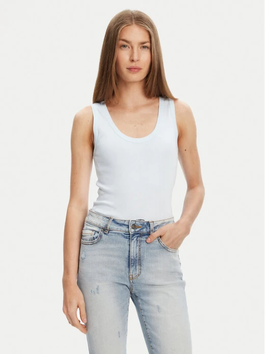 Zdjęcie produktu United Colors Of Benetton Top 3GA2DH010 Błękitny Slim Fit Niebieski jasny