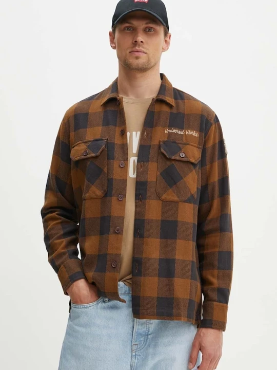 Zdjęcie produktu Universal Works koszula bawełniana L/S UTILITY SHIRT brązowy