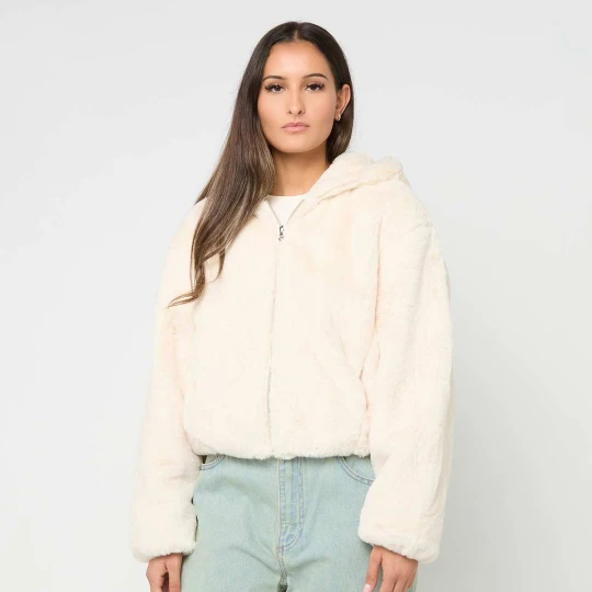 Zdjęcie produktu Ladies Full Zip Faux Fur Hoodie Urban Classics beż
