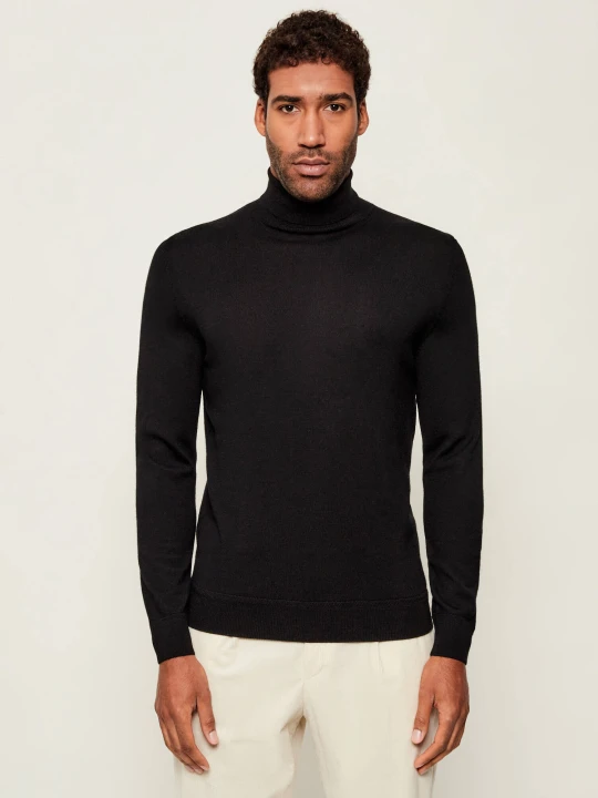 Zdjęcie produktu van Laack Wełniany golf vL-Saini-F | Slim Fit czarny
