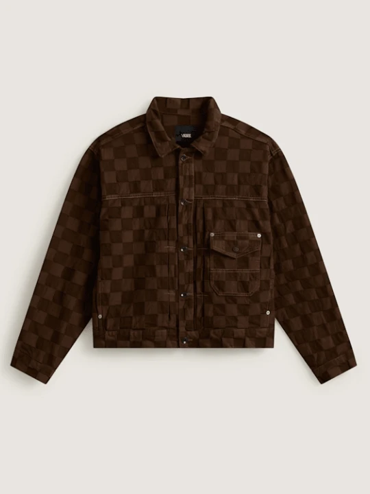 Zdjęcie produktu Vans - Check-5 Checkerboard Denim Trucker Jacke DEMITASSE, male, Brązowy