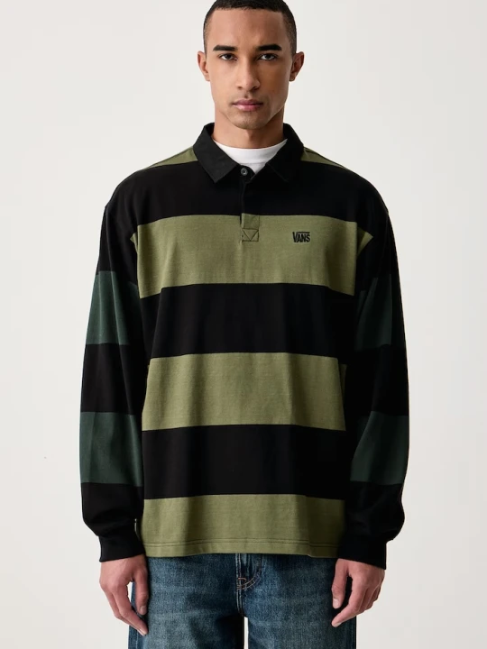 Zdjęcie produktu Vans longsleeve męski bawełniany 2-Tone Stripe Ward Rugby zielony
