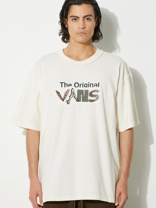 Zdjęcie produktu Vans t-shirt bawełniany Premium Classics LX Vans Clash beżowy