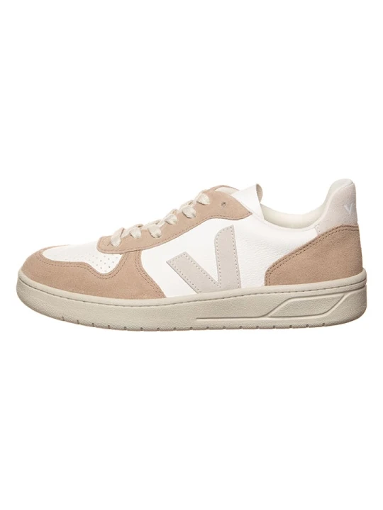 Zdjęcie produktu Veja Skórzane sneakersy "V 10" w kolorze biało-beżowym rozmiar: 38