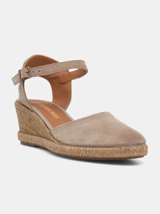 Zdjęcie produktu Verbenas espadryle na koturnie damskie zamszowe MALENA SERRAJE/TAN beżowy