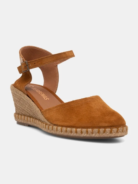 Zdjęcie produktu Verbenas espadryle na koturnie damskie zamszowe MALENA SERRAJE/TAN brązowy