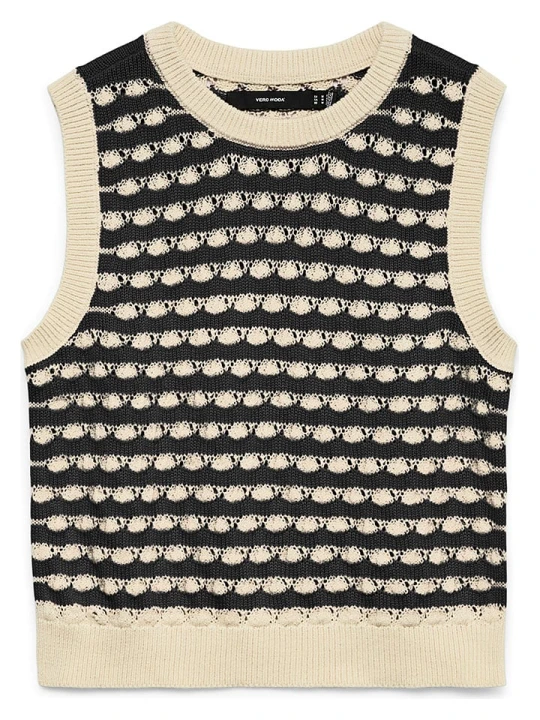 Zdjęcie produktu Vero Moda Bezrękawnik w kolorze czarno-beżowym rozmiar: M