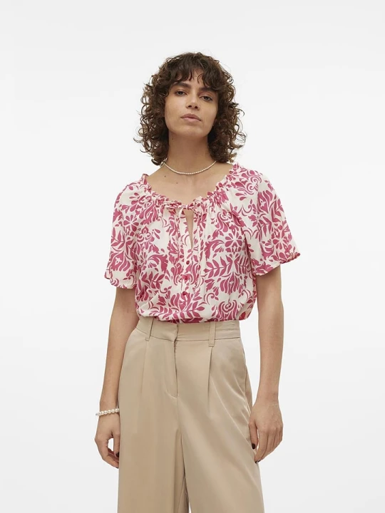 Zdjęcie produktu Vero Moda Bluzka "Imma" w kolorze różowo-kremowym rozmiar: M