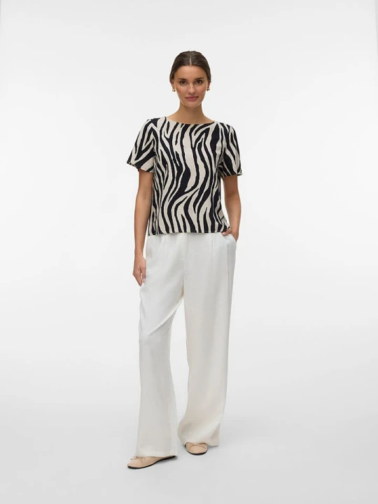 Zdjęcie produktu Vero Moda Bluzka w kolorze beżowo-czarnym rozmiar: M