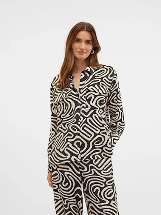 Zdjęcie produktu Vero Moda Bluzka w kolorze czarno-beżowym rozmiar: S