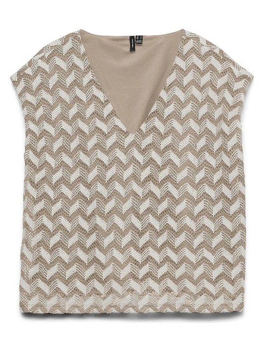 Zdjęcie produktu Vero Moda Bluzka w kolorze kremowo-szarobrązowym rozmiar: M