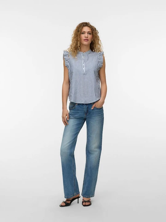 Zdjęcie produktu Vero Moda Bluzka w kolorze niebiesko-białym rozmiar: S