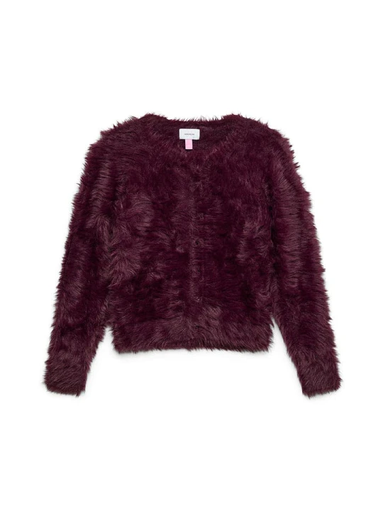Zdjęcie produktu Vero Moda Girl Kardigan "Fluffy" w kolorze bordowym rozmiar: 134 / 140