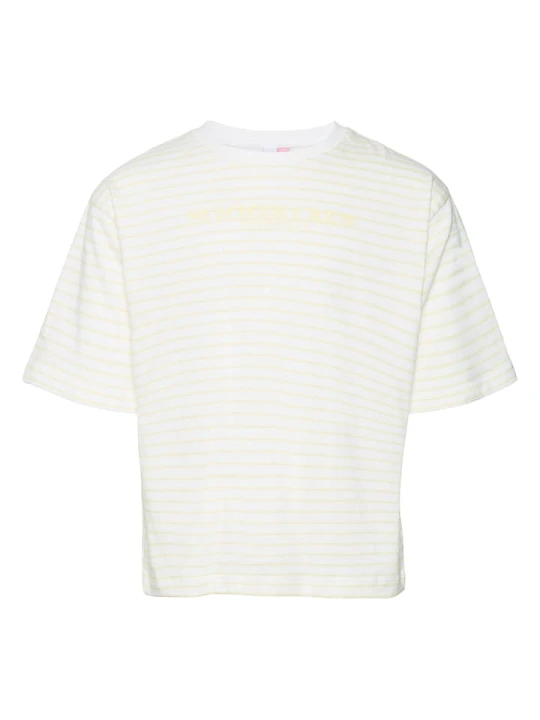 Zdjęcie produktu Vero Moda Girl Koszulka "Leila" w kolorze biało-żółtym rozmiar: 122 / 128
