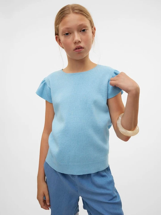 Zdjęcie produktu Vero Moda Girl Koszulka "Zanzibar" w kolorze błękitnym rozmiar: 122 / 128