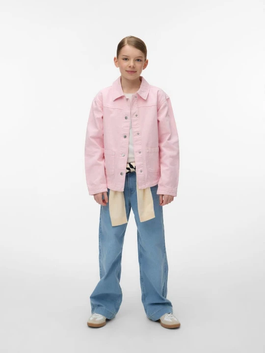 Zdjęcie produktu Vero Moda Girl Kurtka dżinsowa "Jamie" w kolorze jasnoróżowym rozmiar: 146