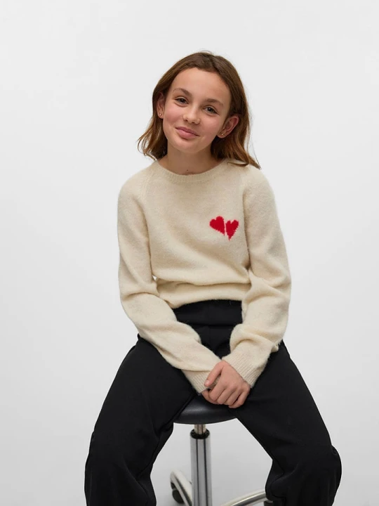 Zdjęcie produktu Vero Moda Girl Sweter "Bam" w kolorze czerwono-kremowym rozmiar: 158/164