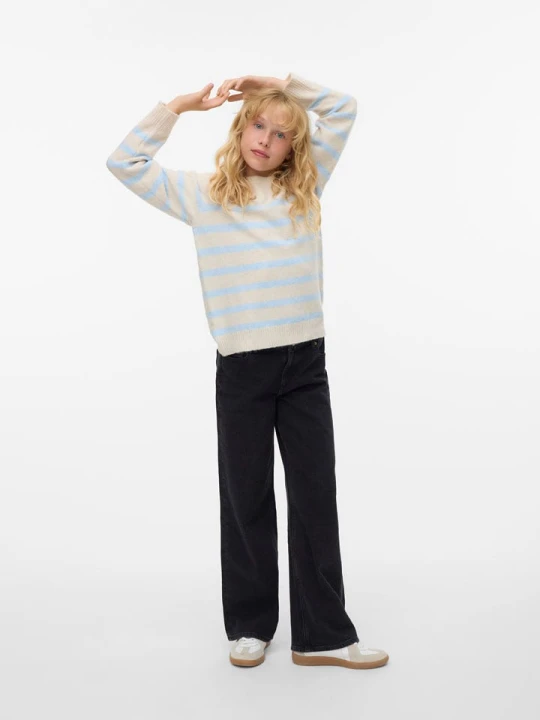 Zdjęcie produktu Vero Moda Girl Sweter "Doffy" w kolorze beżowo-błękitnym rozmiar: 122 / 128