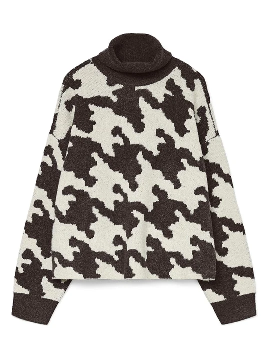 Zdjęcie produktu Vero Moda Golf w kolorze kremowo-ciemnobrązowym rozmiar: XL