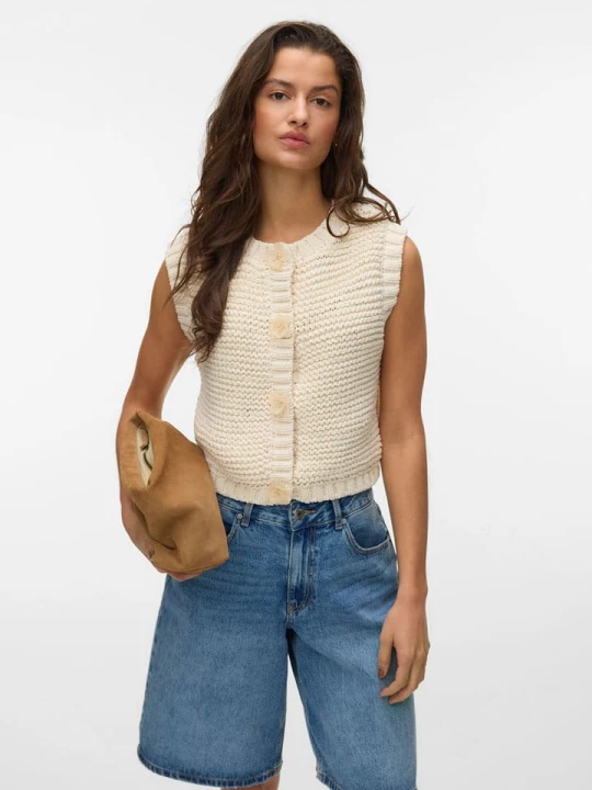 Zdjęcie produktu Vero Moda Kamizelka dzianinowa w kolorze kremowym rozmiar: XL