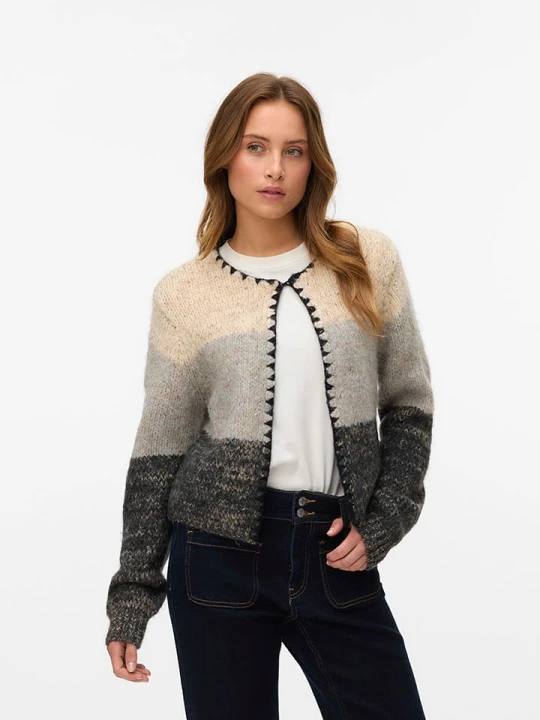 Zdjęcie produktu Vero Moda Kardigan w kolorze beżowo-antracytowym rozmiar: L