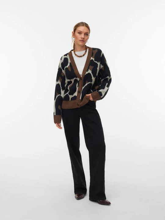 Zdjęcie produktu Vero Moda Kardigan w kolorze brązowo-kremowo-czarnym rozmiar: S