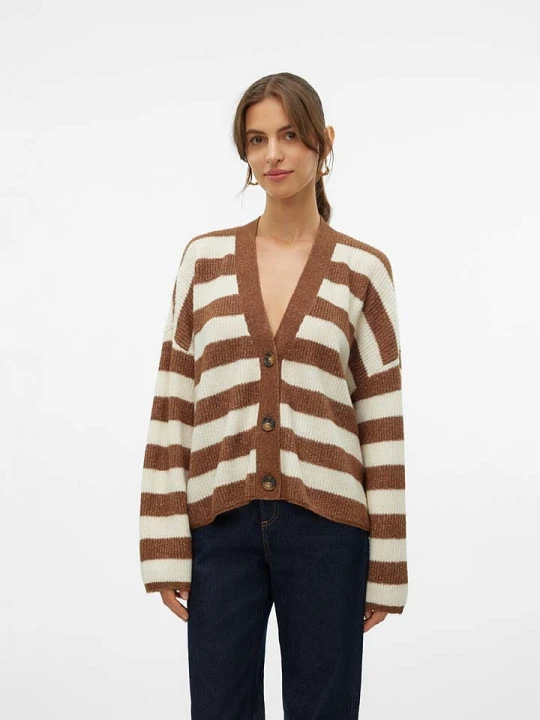 Zdjęcie produktu Vero Moda Kardigan w kolorze brązowo-kremowym rozmiar: XL