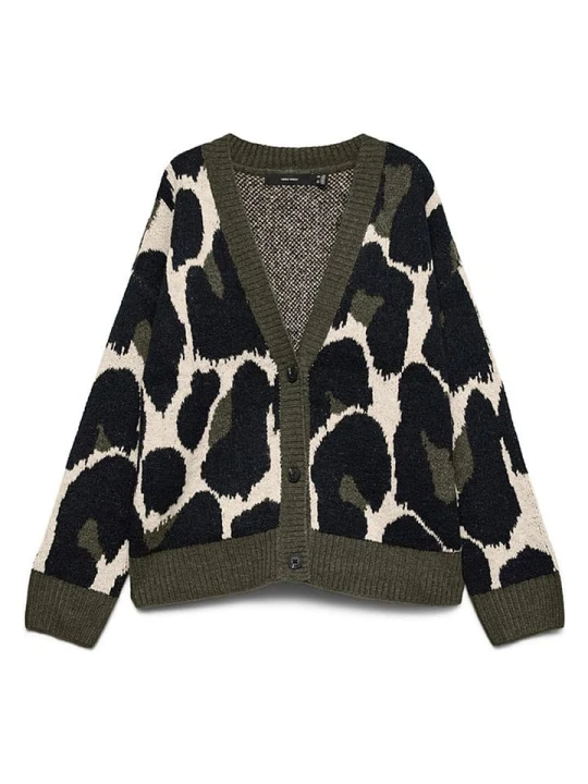 Zdjęcie produktu Vero Moda Kardigan w kolorze czarno-kremowo-oliwkowym rozmiar: L