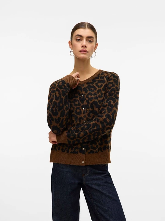 Zdjęcie produktu Vero Moda Kardigan w kolorze jasnobrązowo-czarnym rozmiar: XS
