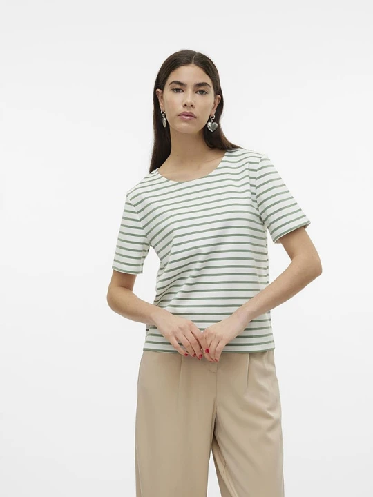 Zdjęcie produktu Vero Moda Koszulka "Abby" w kolorze biało-zielonym rozmiar: XXL