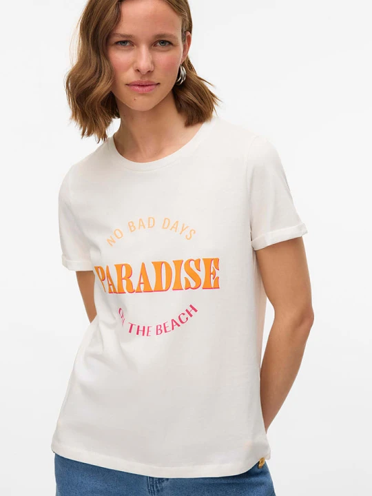 Zdjęcie produktu Vero Moda Koszulka "Mella" w kolorze białym rozmiar: L