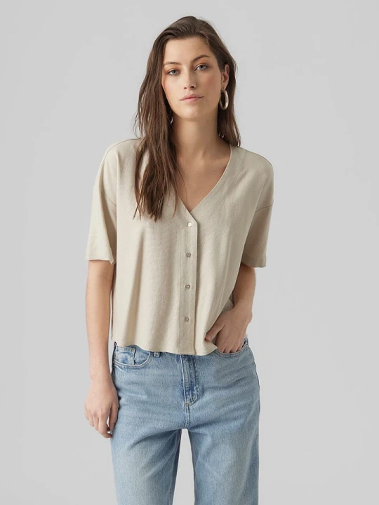 Zdjęcie produktu Vero Moda Koszulka w kolorze beżowym rozmiar: XL