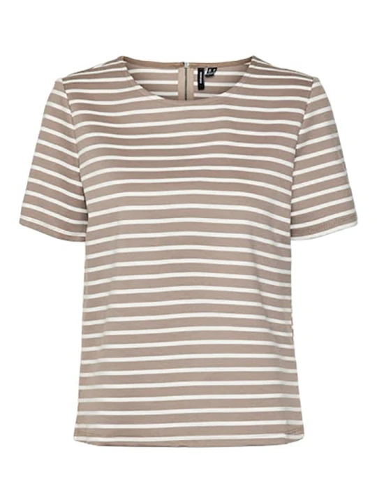 Zdjęcie produktu Vero Moda Koszulka w kolorze jasnobrązowo-białym rozmiar: S