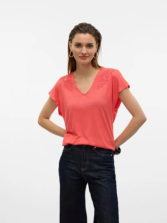 Zdjęcie produktu Vero Moda Koszulka w kolorze koralowym rozmiar: XS