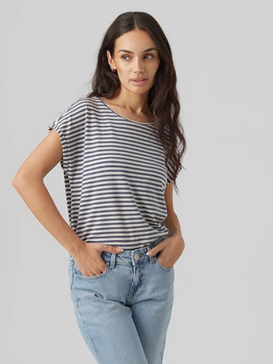 Zdjęcie produktu Vero Moda Koszulka w kolorze niebiesko-białym rozmiar: M