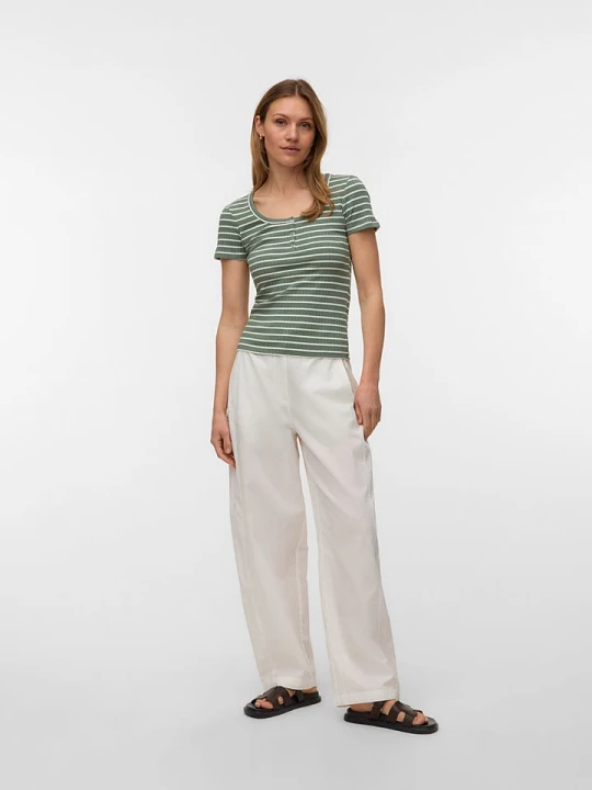 Zdjęcie produktu Vero Moda Koszulka w kolorze zielono-białym rozmiar: L
