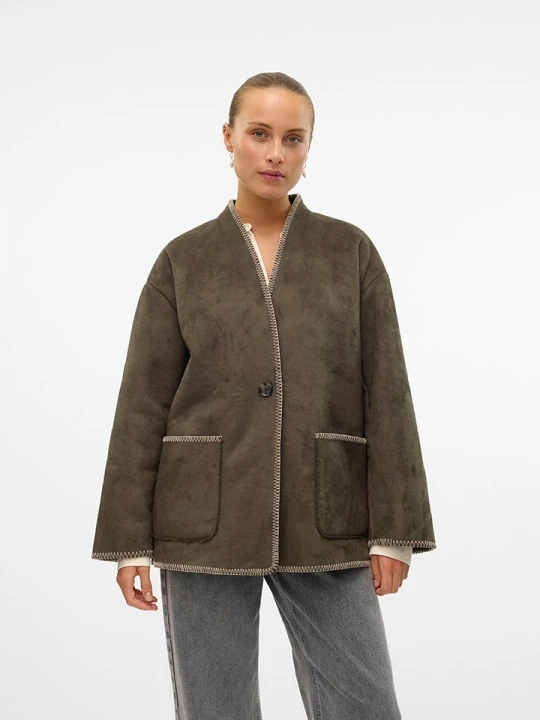 Zdjęcie produktu Vero Moda Kurtka "VMLIVA" w kolorze brązowym ze skóry syntetycznej rozmiar: S