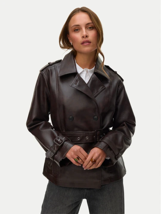 Zdjęcie produktu Vero Moda Kurtka z imitacji skóry Gabby 10348783 Brązowy ciemny Regular Fit