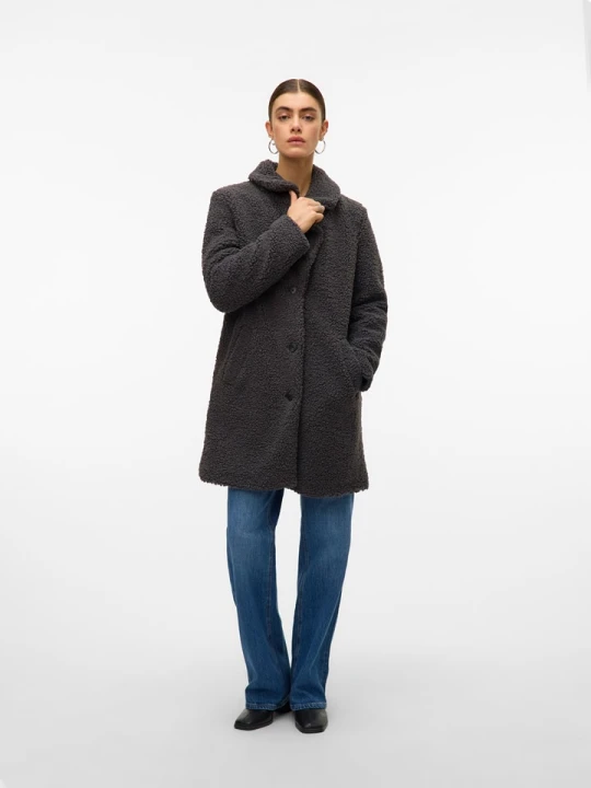 Zdjęcie produktu Vero Moda Płaszcz pluszowy w kolorze antracytowym rozmiar: L