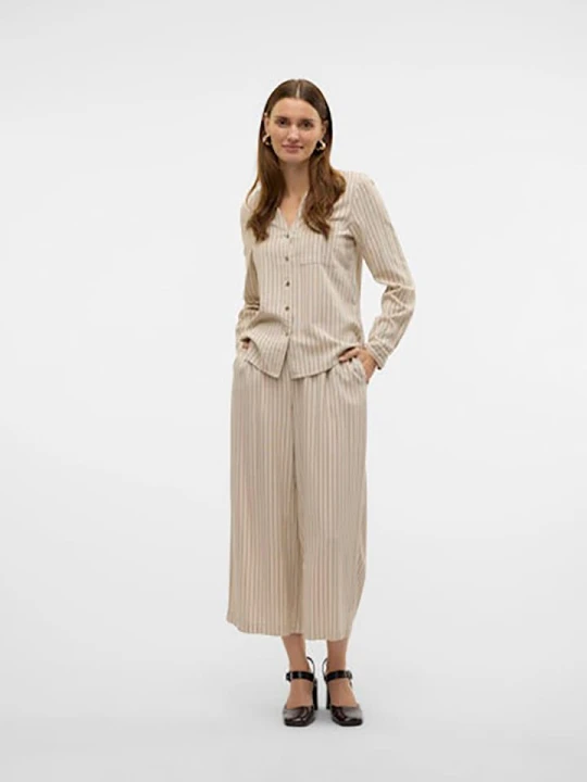 Zdjęcie produktu Vero Moda Spodnie w kolorze beżowo-czarnym rozmiar: M