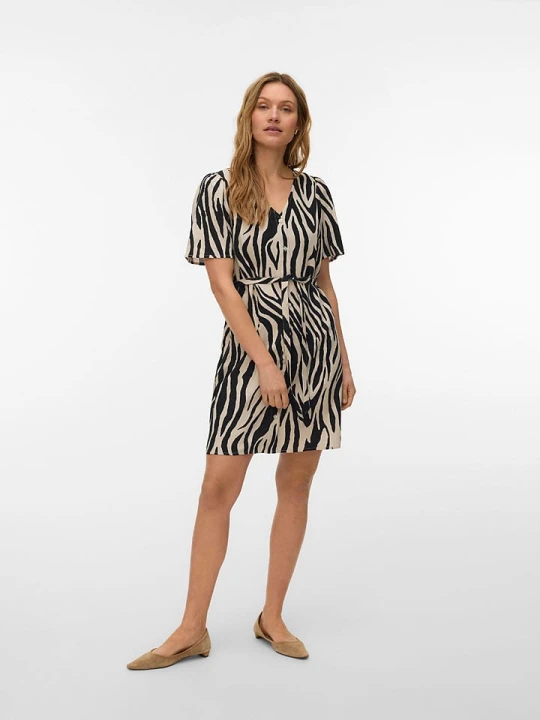 Zdjęcie produktu Vero Moda Sukienka w kolorze beżowo-czarnym rozmiar: XS