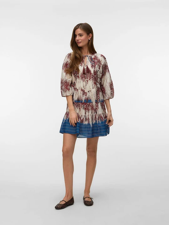 Zdjęcie produktu Vero Moda Sukienka w kolorze kremowo-niebiesko-brązowym rozmiar: S