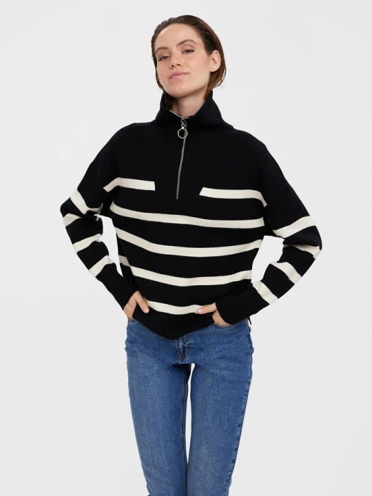 Zdjęcie produktu Vero Moda Sweter "Saba" w kolorze czarno-kremowym rozmiar: M