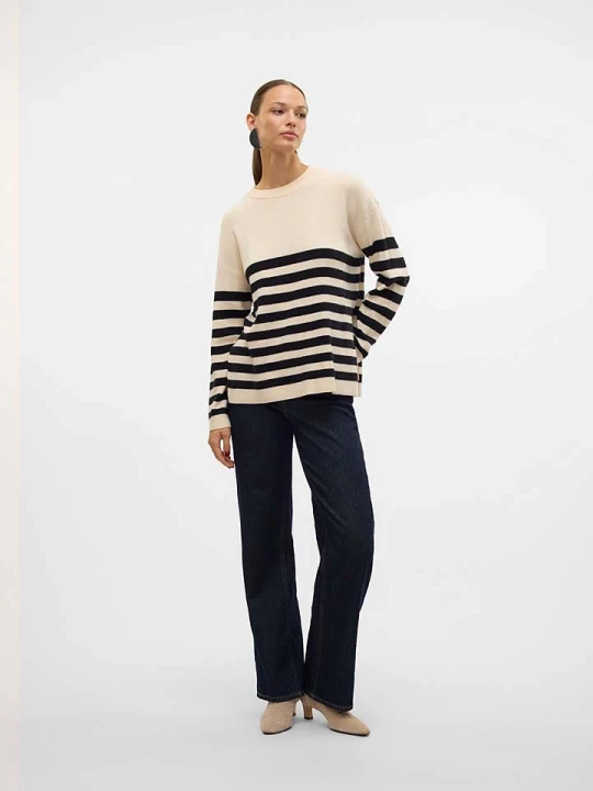 Zdjęcie produktu Vero Moda Sweter w kolorze beżowo-czarnym rozmiar: L