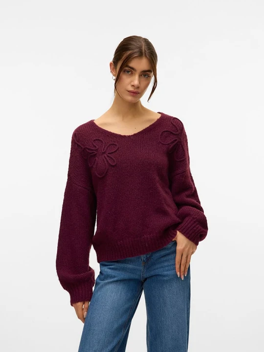 Zdjęcie produktu Vero Moda Sweter w kolorze bordowym rozmiar: L