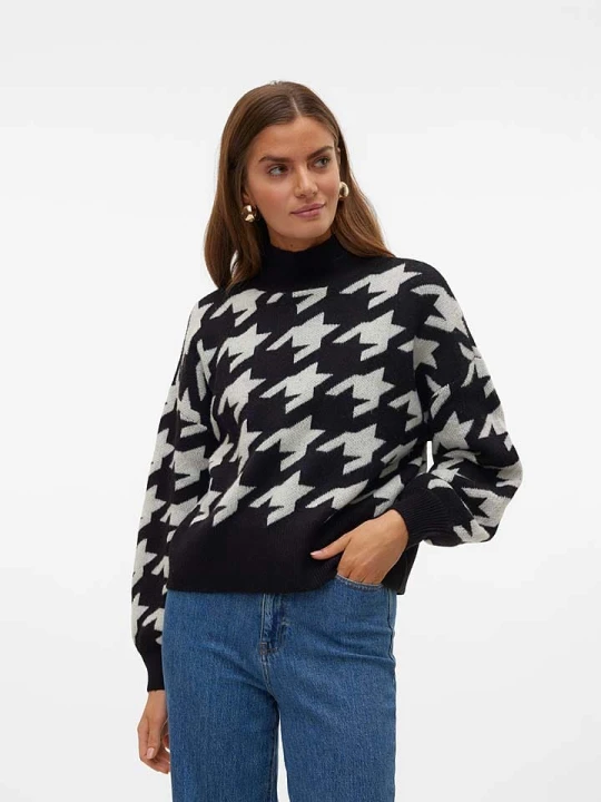 Zdjęcie produktu Vero Moda Sweter w kolorze czarno-białym rozmiar: XS