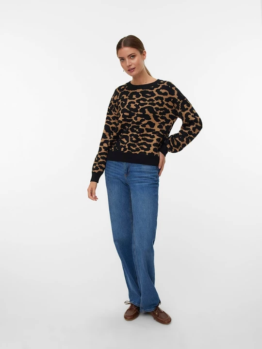 Zdjęcie produktu Vero Moda Sweter w kolorze czarno-jasnobrązowym rozmiar: M
